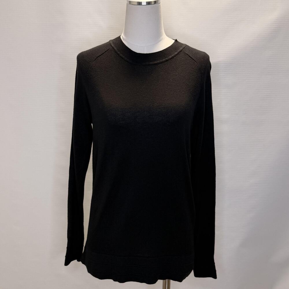 Lululemon Sweater Womens Medium Black Cashmere Cotton Crewneck Knit Pullover